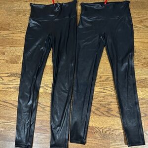 SPANX Faux Leather Look  2 Pair Tight Legging Black M